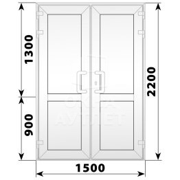 Пластиковая входная двухстворчатая глухая дверь 1500×2200 ОА-56836