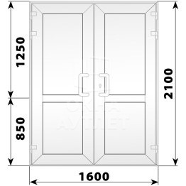 Пластиковая входная двухстворчатая глухая дверь 1600×2100 ОА-56632