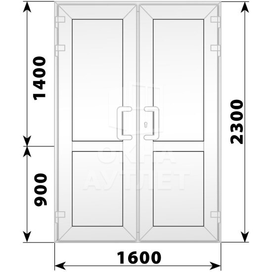 Пластиковая входная двухстворчатая глухая дверь 1600×2300 ОА-58381
