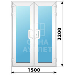 Пластиковая входная двухстворчатая остекленная дверь 1500×2200 ОА-58282
