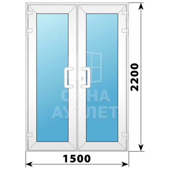 Пластиковая входная двухстворчатая остекленная дверь 1500×2200 ОА-58282