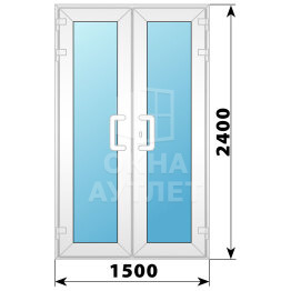Пластиковая входная двухстворчатая остекленная дверь 1500×2400 ОА-58423