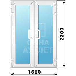 Пластиковая входная двухстворчатая остекленная дверь 1600×2200 ОА-58354