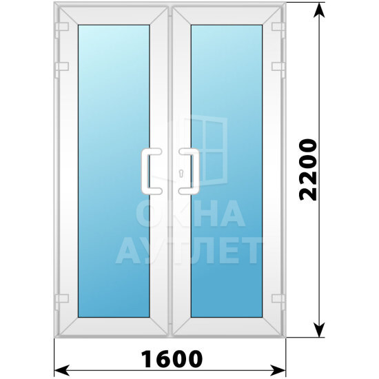 Пластиковая входная двухстворчатая остекленная дверь 1600×2200 ОА-58354