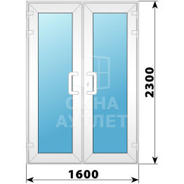 Пластиковая входная двухстворчатая остекленная дверь 1600×2300 ОА-56695
