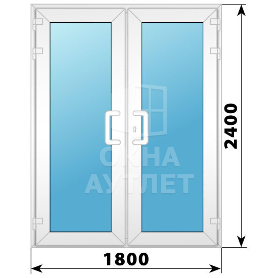 Пластиковая входная двухстворчатая остекленная дверь 1800×2400 ОА-56278