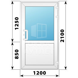 Пластиковая входная одностворчатая дверь со стеклом 1200×2100 ОА-57970