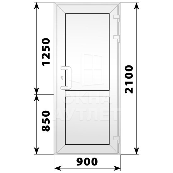 Пластиковая входная одностворчатая глухая дверь 900×2100 ОА-56470