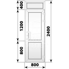 Пластиковая входная одностворчатая глухая дверь с фрамугой 800×2400 ОА-56575