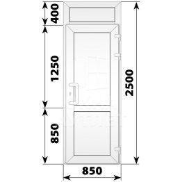 Пластиковая входная одностворчатая глухая дверь с фрамугой 850×2500 ОА-57907
