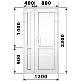 Пластиковая входная полуторная глухая дверь 1200×2300 ОА-56914