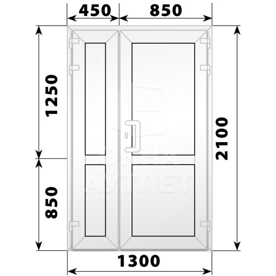 Пластиковая входная полуторная глухая дверь 1300×2100 ОА-56437