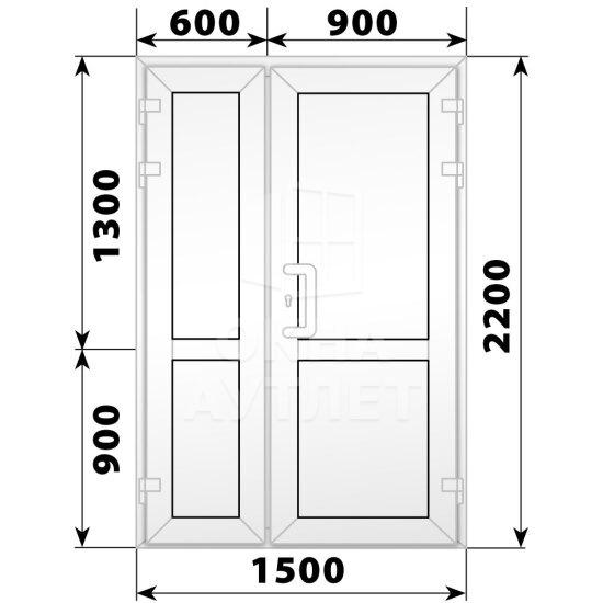 Пластиковая входная полуторная глухая дверь 1500×2200 ОА-58255