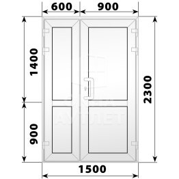 Пластиковая входная полуторная глухая дверь 1500×2300 ОА-58318