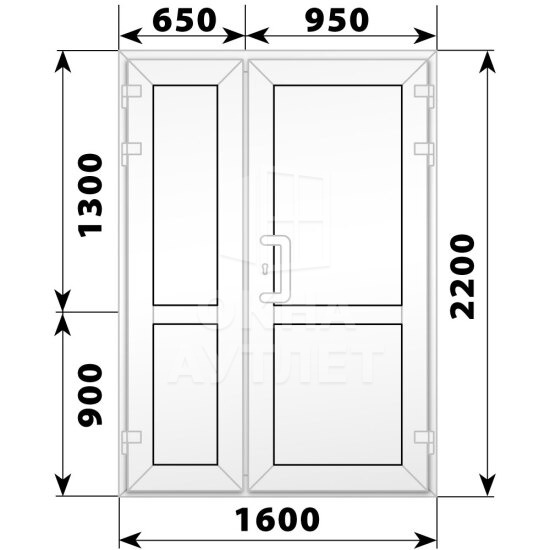 Пластиковая входная полуторная глухая дверь 1600×2200 ОА-56614