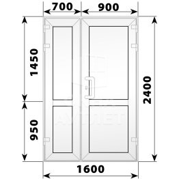 Пластиковая входная полуторная глухая дверь 1600×2400 ОА-58456
