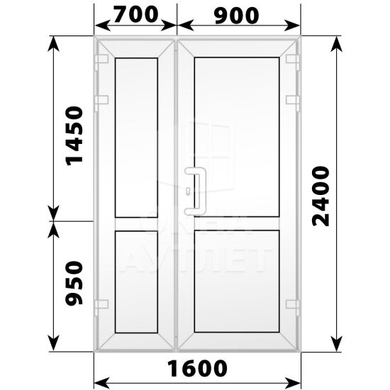 Пластиковая входная полуторная глухая дверь 1600×2400 ОА-58456