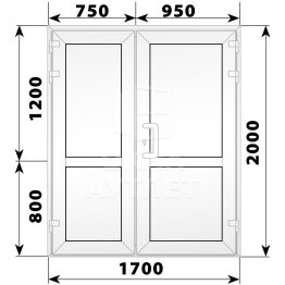 Пластиковая входная полуторная глухая дверь 1700×2000 ОА-58246