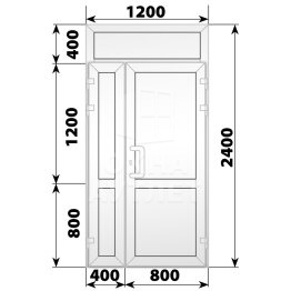 Пластиковая входная полуторная глухая дверь с фрамугой 1200×2400 ОА-58009