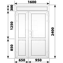 Пластиковая входная полуторная глухая дверь с фрамугой 1600×2400 ОА-58105
