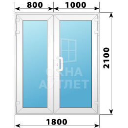 Пластиковая входная полуторная остекленная дверь 1800×2100 ОА-58420
