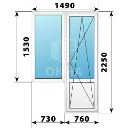 Пластиковый балконный блок 1490×2250 Тип 1 ОА-55918
