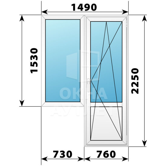 Пластиковый балконный блок 1490×2250 Тип 1 ОА-55918