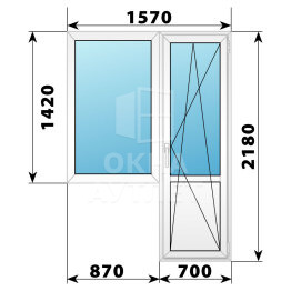 Пластиковый балконный блок 1570×2180 Тип 1 ОА-55888