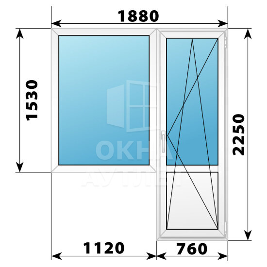 Пластиковый балконный блок 1880×2250 Тип 1 ОА-55822