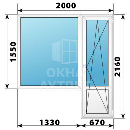 Пластиковый балконный блок 2000×2160 Тип 1 ОА-55975