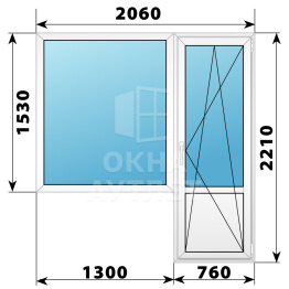 Пластиковый балконный блок 2060×2210 Тип 1 ОА-56008