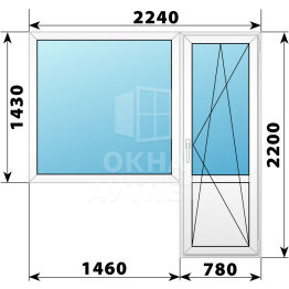 Пластиковый балконный блок 2240×2200 Тип 1 ОА-55714