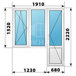 Пластиковый балконный блок 1910×2220 Тип 2 ОА-56146