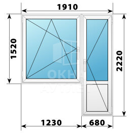 Пластиковый балконный блок 1910×2220 Тип 3 ОА-56107
