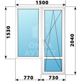 Пластиковый балконный блок 1500×2040 Тип 4 ОА-55894