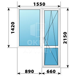 Пластиковый балконный блок 1550×2150 Тип 4 ОА-55897