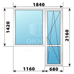 Пластиковый балконный блок 1840×2160 Тип 4 ОА-55741
