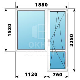 Пластиковый балконный блок 1880×2250 Тип 4 ОА-55996