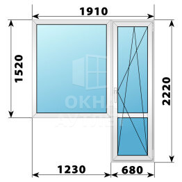 Пластиковый балконный блок 1910×2220 Тип 4 ОА-55852