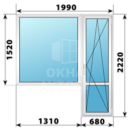 Пластиковый балконный блок 1990×2220 Тип 4 ОА-55855