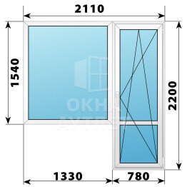 Пластиковый балконный блок 2110×2200 Тип 4 ОА-56059