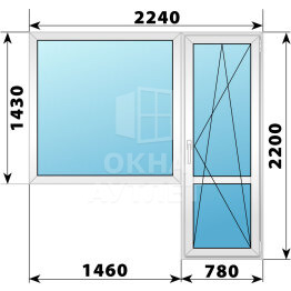 Пластиковый балконный блок 2240×2200 Тип 4 ОА-56062