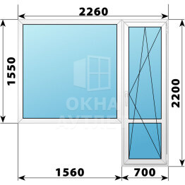 Пластиковый балконный блок 2260×2200 Тип 4 ОА-55783