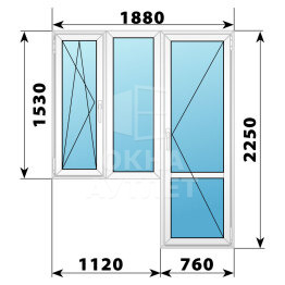 Пластиковый балконный блок 1880×2250 Тип 5 ОА-56170