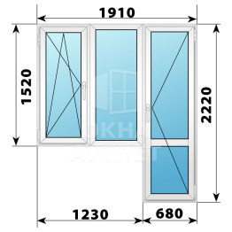 Пластиковый балконный блок 1910×2220 Тип 5 ОА-56158
