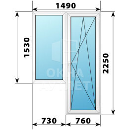 Пластиковый балконный блок 1490×2250 Тип 6 ОА-55912