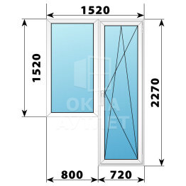 Пластиковый балконный блок 1520×2270 Тип 6 ОА-55915