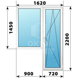Пластиковый балконный блок 1620×2200 Тип 6 ОА-55906