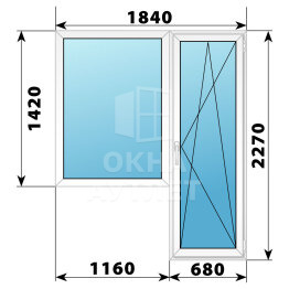 Пластиковый балконный блок 1840×2270 Тип 6 ОА-55954