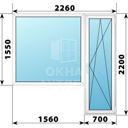 Пластиковый балконный блок 2260×2200 Тип 6 ОА-56050